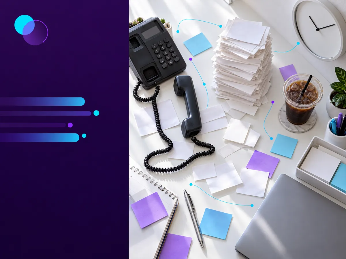 A desk phone beside a stack of handwritten message slips
