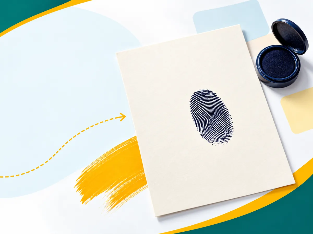 One unique fingerprint on a letter page, a metaphor for specific evidence that could describe only one applicant.