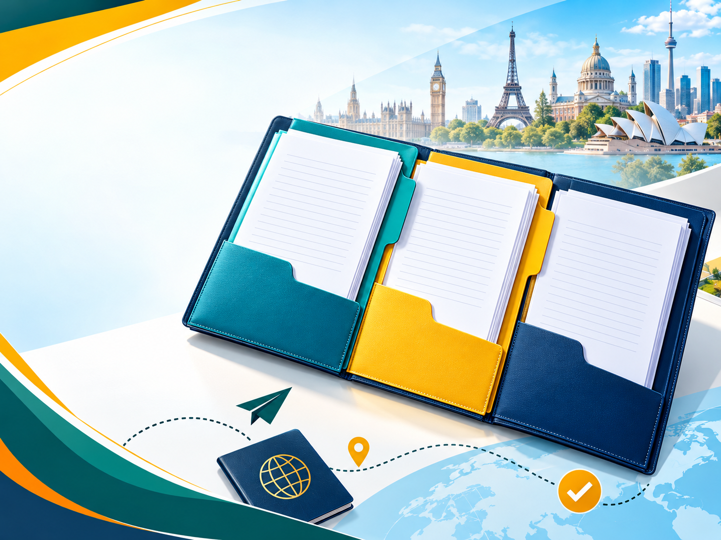 A folder with colored dividers holding stacks of certificates, showing the academic documents universities require.