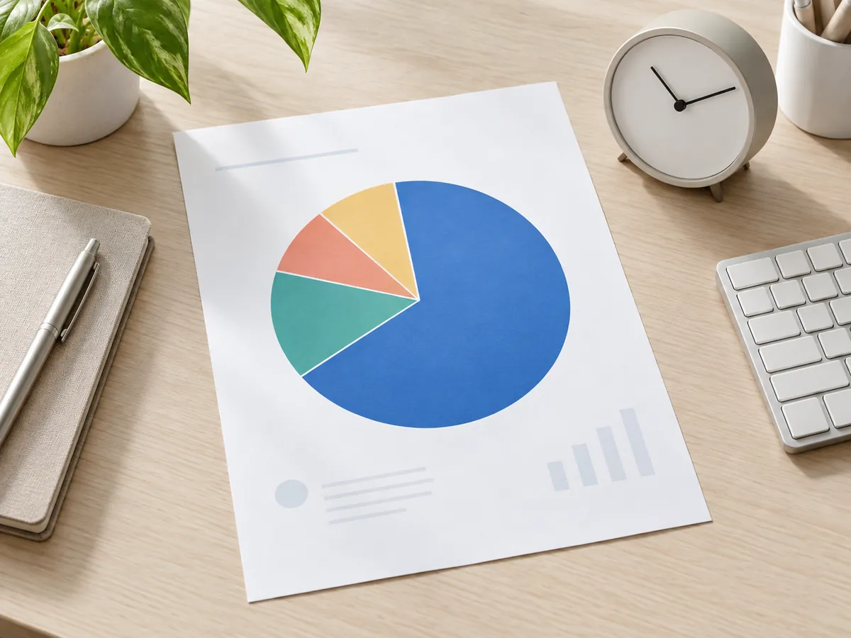 Printed chart with one dominant segment beside a clock, illustrating how much analyst time goes to coordination.
