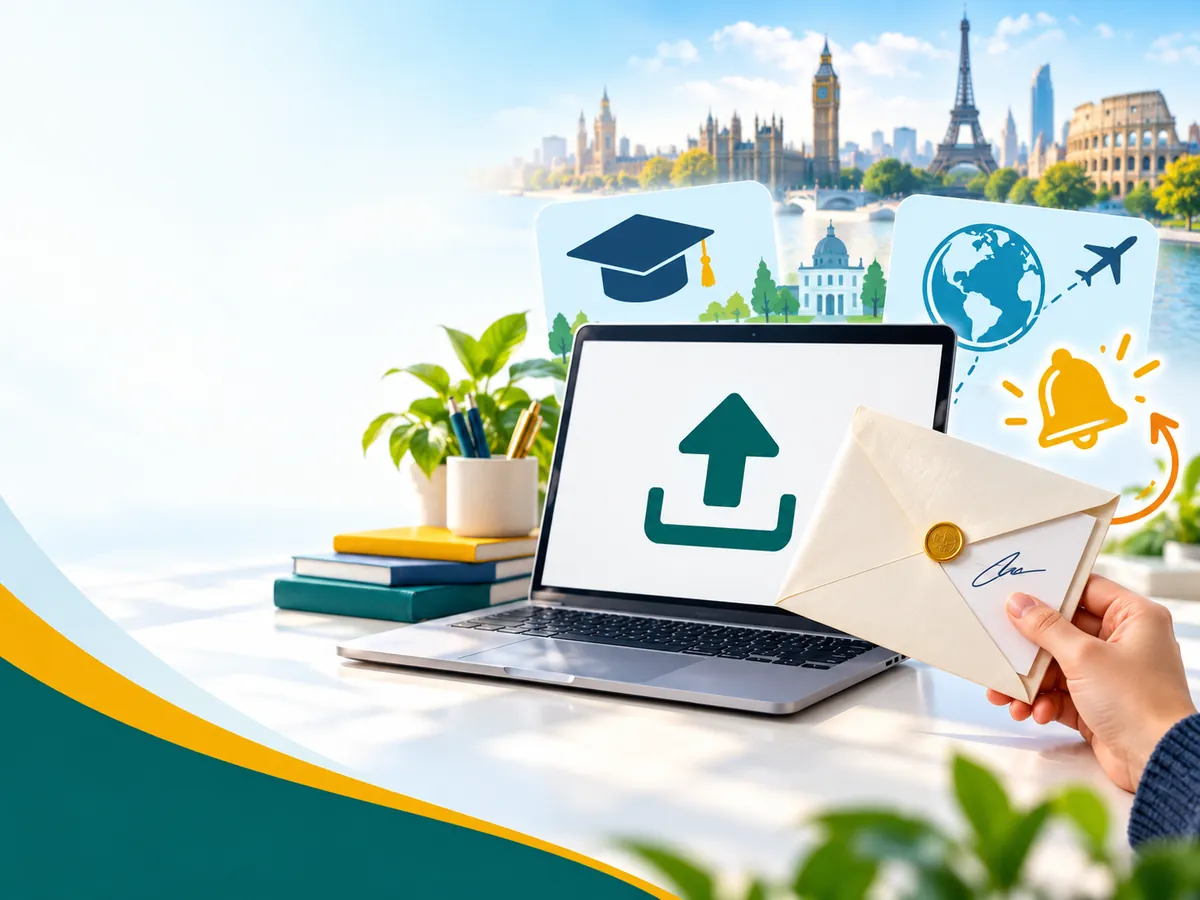 Folder structure and tracking spreadsheet used to organise study abroad application files